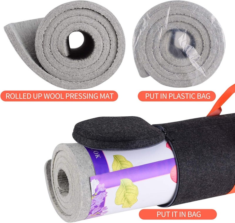 Rdutuok 60 x 22 inches Wool Pressing Mat for Quilting Large Size New Zealand Wool Mat with Scissors, Tape,Felt Storage Case,Iron Rest pad and 40Pcs Sewing Pins - Image 4